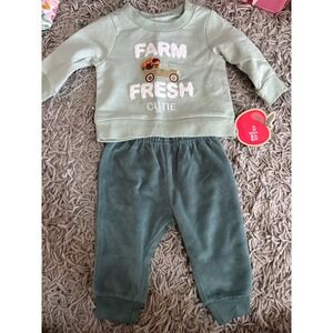 Chick Pea Baby Girls 0 3M Farm Fresh Cutie Long Sleeve Sweatshirt Pants Set